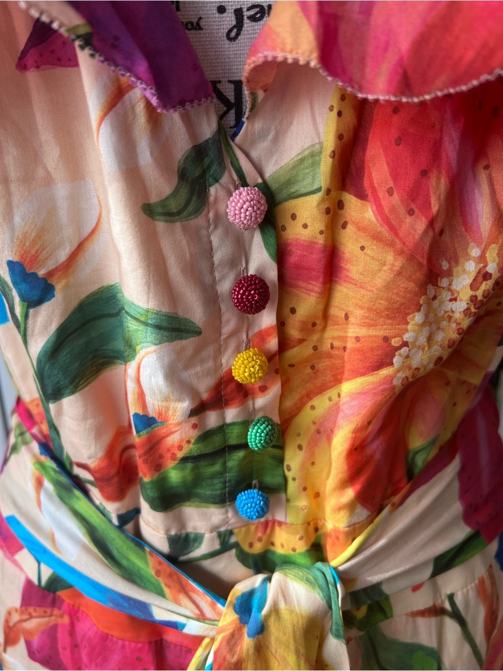 FARM Rio Multicolor Floral Ruffle Midi Dress L - Picture 2 of 16